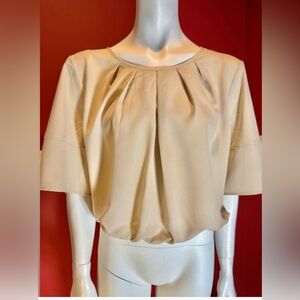 Dressbarn cropped beige blouse with front pleating
